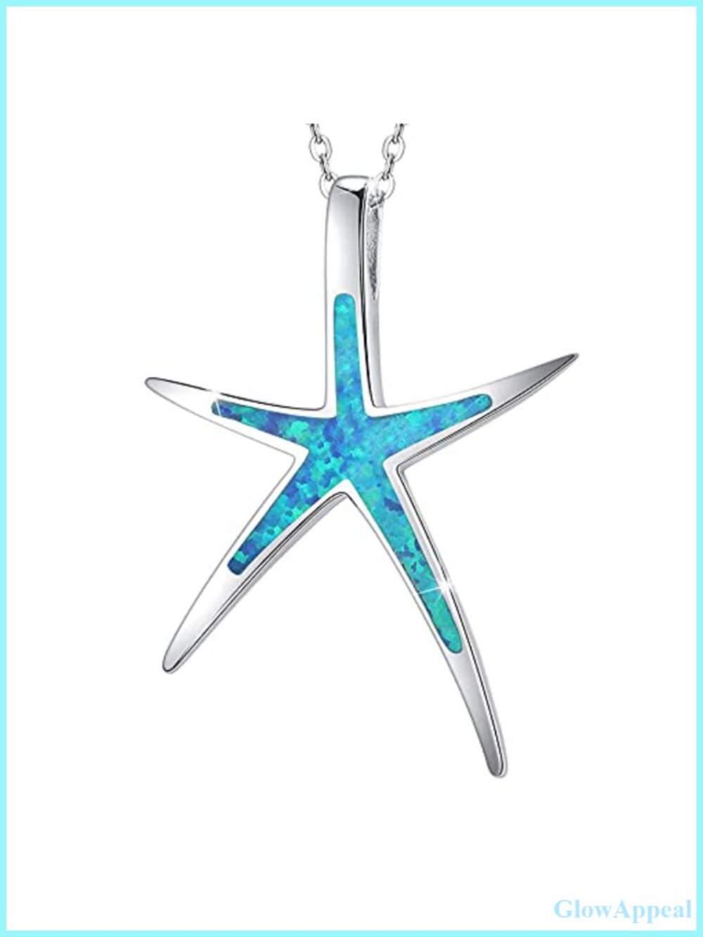 925 Sterling Silver Starfish Necklace with Opal Hawaiian Beach Pendant